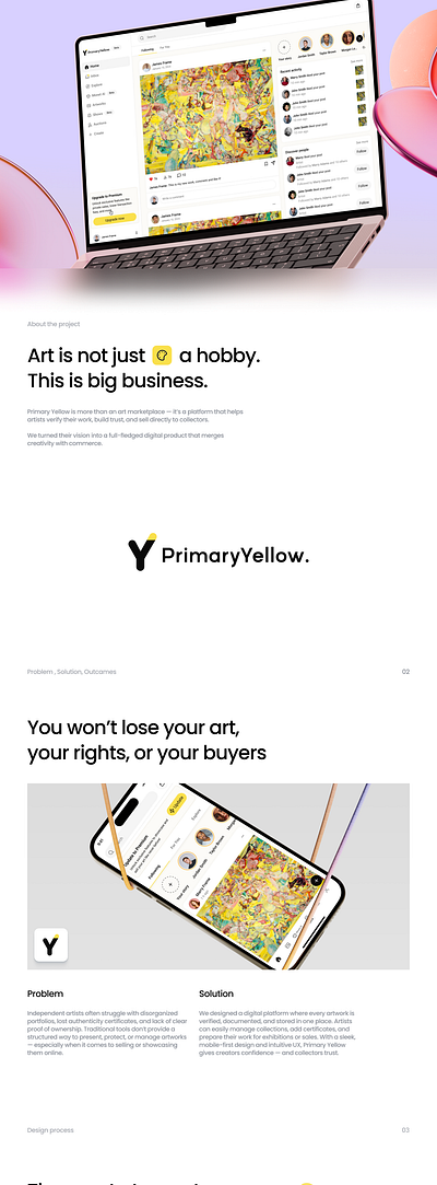 Primary Yellow – SaaS UX/UI Design ai in design art marketplace creative tools design system digital product modern ui product design saas uxui design web app