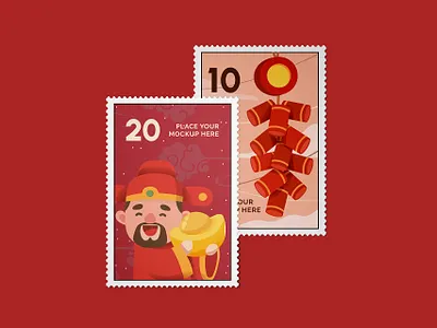 Postage Stamp Mockup Set branding design graphic design letter mail mockup paper postage postage stamp postmark sign stationery sticker