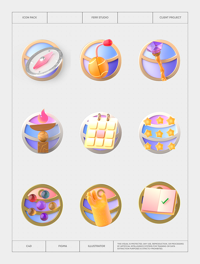 3D Badges for learning APP 3d 3d illustration app badge badges c4d graphic design logo trophy vidid color