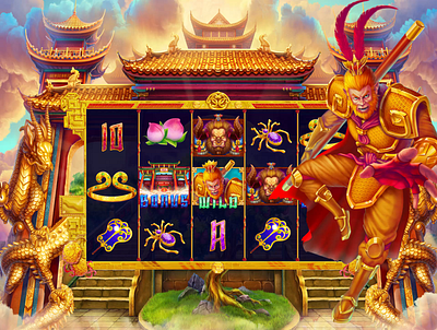Monkey King animation art for games casino crypto game digital2d entertainment gambling game art game design gamedev gamedeveloper gaming gaming industry graphic design igaming jackpot multiplier slotmachines slots volatility