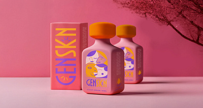 Gen Skn branding cosmetics cubism illustration label logo packaging packaging design pastels