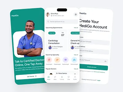 MediGo - Doctor Appointment App app doctor doctor app fitness fitness app health health app hospital app medical app medicine pharmacy app ui