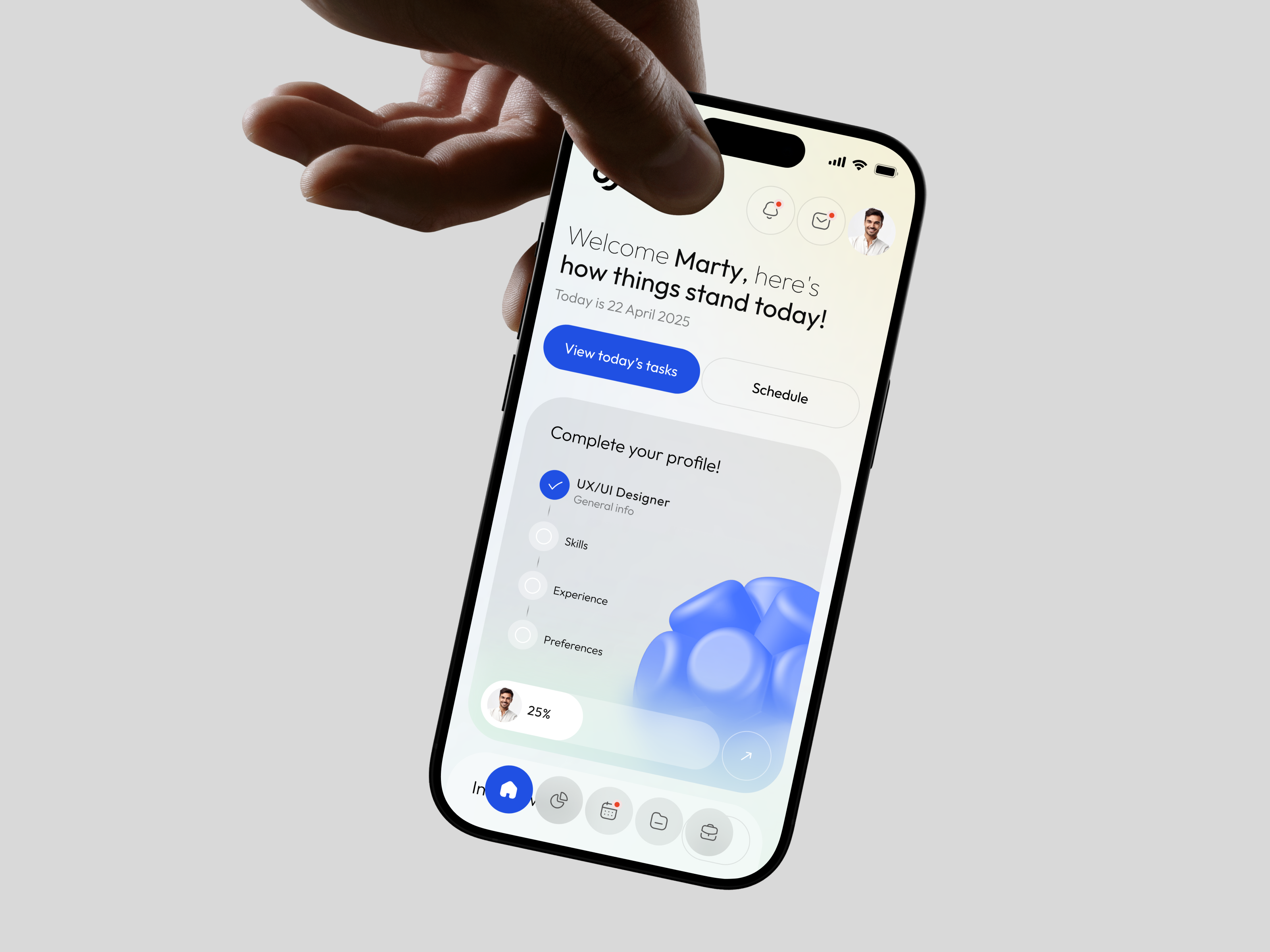 Nomio - Freelance Mobile App 3d ai app app design b2b business crm dashboard design freelance interface job meeting mobile product saas software ui ux work
