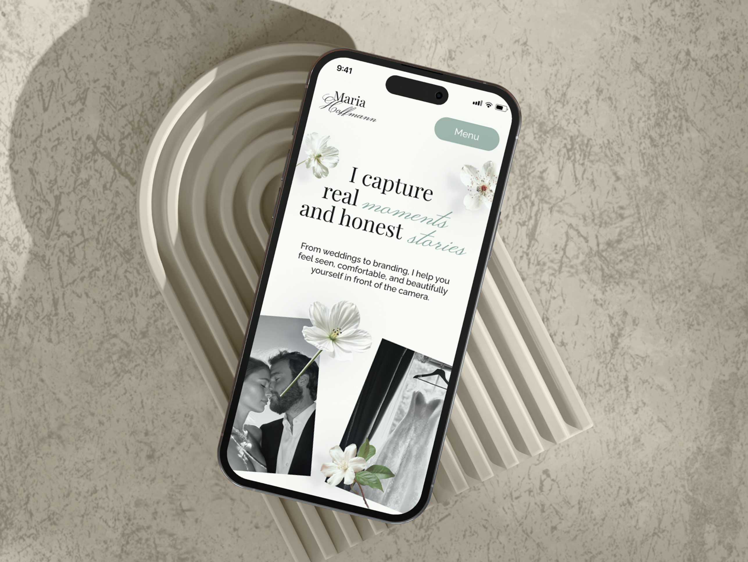 UI/UX Portfolio website for professional photographer elegant elegant design flowers hero section landing hero section landing page landing portfolio photograph portfolio photographer website site portfolio ui wedding wedding photographer website