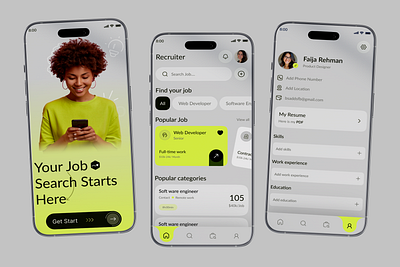 Job search mobile app app concept creative cv daily ui daily ux design ios job search mobile app job seeking mobile mockup stylish ui ux