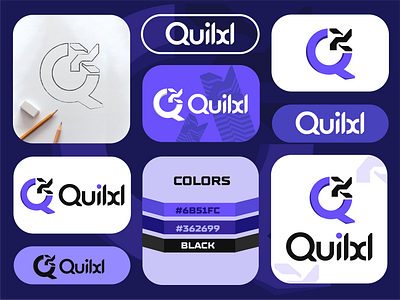 Quilxl Logo Folio branding custom font design font logo graphicdesign illustraion illustration logo logo folio logotype purple logo