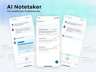 AI Notes Mobile App for HealthTech ai app clean design design healthcare minimal mobile notes ui