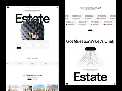 Estate - UI/UX For Real Estate Website Design bold typography figma design home buying platform housing marketplace landing page design layout design minimal ui product design property listing ui property website design real estate interface real estate landing page real estate ui real estate ux real estate website responsive design uiux design user centered design waxyweb web design
