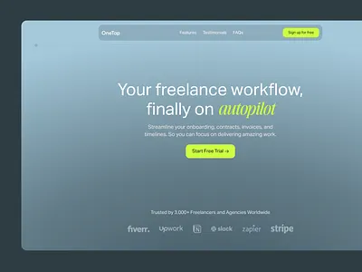 Workflow Software for Freelancers Web Design automation clean design freelancer green hero invoices landing page payments saas software tech ui ui design web design website work workflow