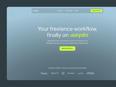 Workflow Software for Freelancers Web Design automation clean design freelancer green hero invoices landing page payments saas software tech ui ui design web design website work workflow