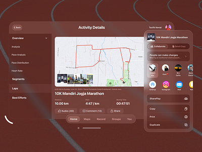🚀 Design Exploration: Strava for VisionOS 👓 apple vision interaction run running sport strava ui ux vision vr
