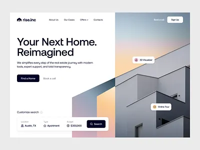 Real Estate Landing Page airbnb apartment architecture booking broker building clean design houses landing landing page modern property real estate real estate agency real estate website rent ui ux web design website