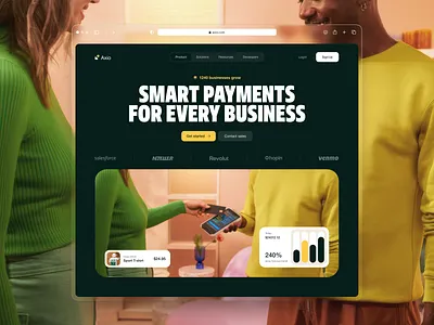 Axio - payments and money management landing page landingpage payment payment management payment saas saas landingpage ui visual design webdesign website