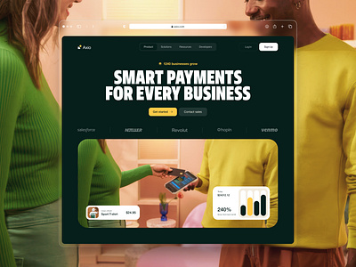 Axio - payments and money management landing page landingpage payment payment management payment saas saas landingpage ui visual design webdesign website