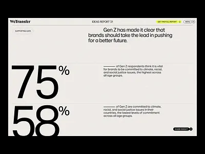 WeTransfer Ideas Report '21 Data Visualization clean layout clean ui design ebsite design landing page landing page design minimalist modern responsive design typo typographic design typography ui ux web web design web page website
