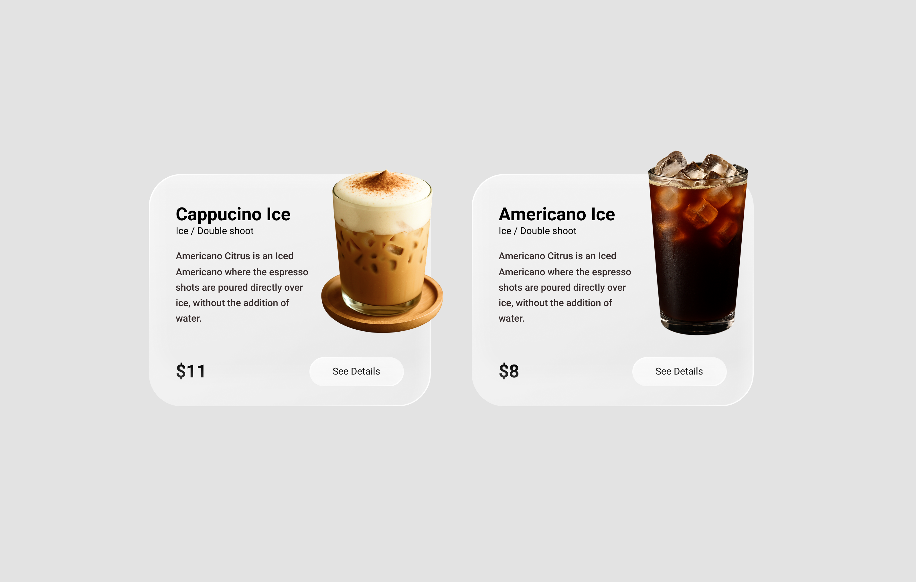 Minimal Coffee - UI Glass Card app design ios ui ux