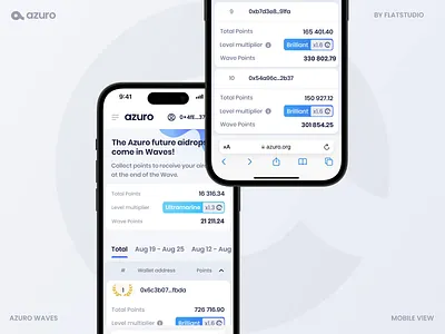Azuro Waves – Mobile design & Motion for Web3 Airdrop airdrop animation azuro crypto decentralized defi design interaction interface light mobile motion motion design platform point product design saas ui ux web3