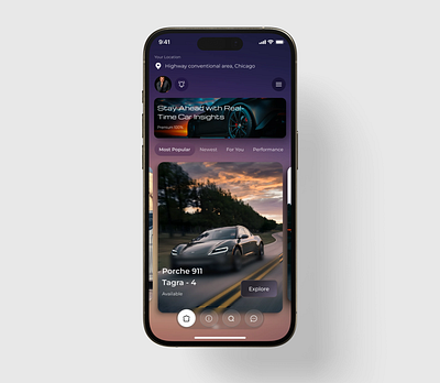Home Screen Design Exploration car app car rental car rental app cars design electric car futuristic ios mobile mobile app mobile application product design rental app ui uiux ux