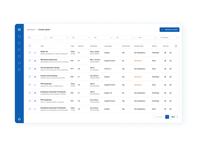 LMS Content Library Screen - Work in Progress crm design lms saas saas ux design ui ux ux ui design uxdesign