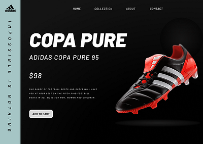 Adidas product landing page concept adidas branding graphic design rebranding shoewebsite ui uiconcept