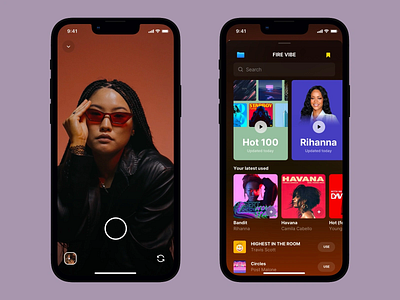 Fire Vibe Music Discovery App - UI Design app app design application clean clean design colorful design creative fire music modern modern aesthetics music music app playful playful ui ui ui ux