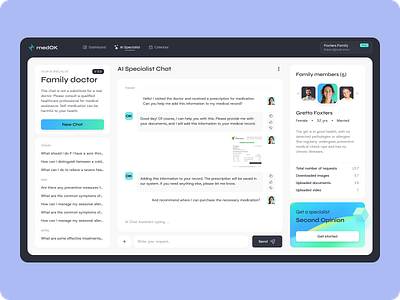 AI health assistant chat ai ai health assistant design digital health records family health dashboard health management app medical chatbot ui modern healthtech prescription upload responsive chat layout ui user experience ux ux for healthcare uxui virtual doctor consultation