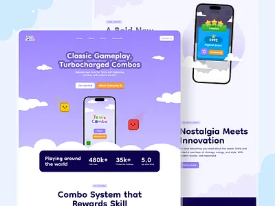 Tetris Combo Game Concept - Landing Page block branding game game landing page illustration landing page retro tetris tetris game ui design website website game