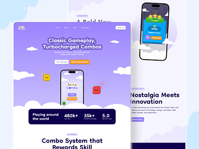 Tetris Combo Game Concept - Landing Page block branding game game landing page illustration landing page retro tetris tetris game ui design website website game