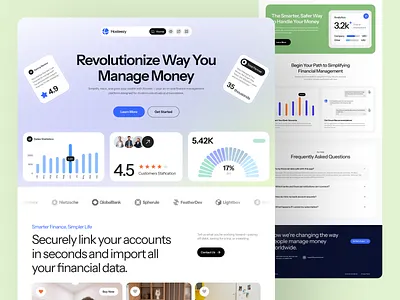 Fintech Financial Landing Page 2025design cleanui darkmodeui financeapp financewebsite financialdashboard financialmanagement fintech fintechui landingpage modernlayout modernui productdesign saas uikits uiux uxdesign uxstrategy uxtrend webdesign