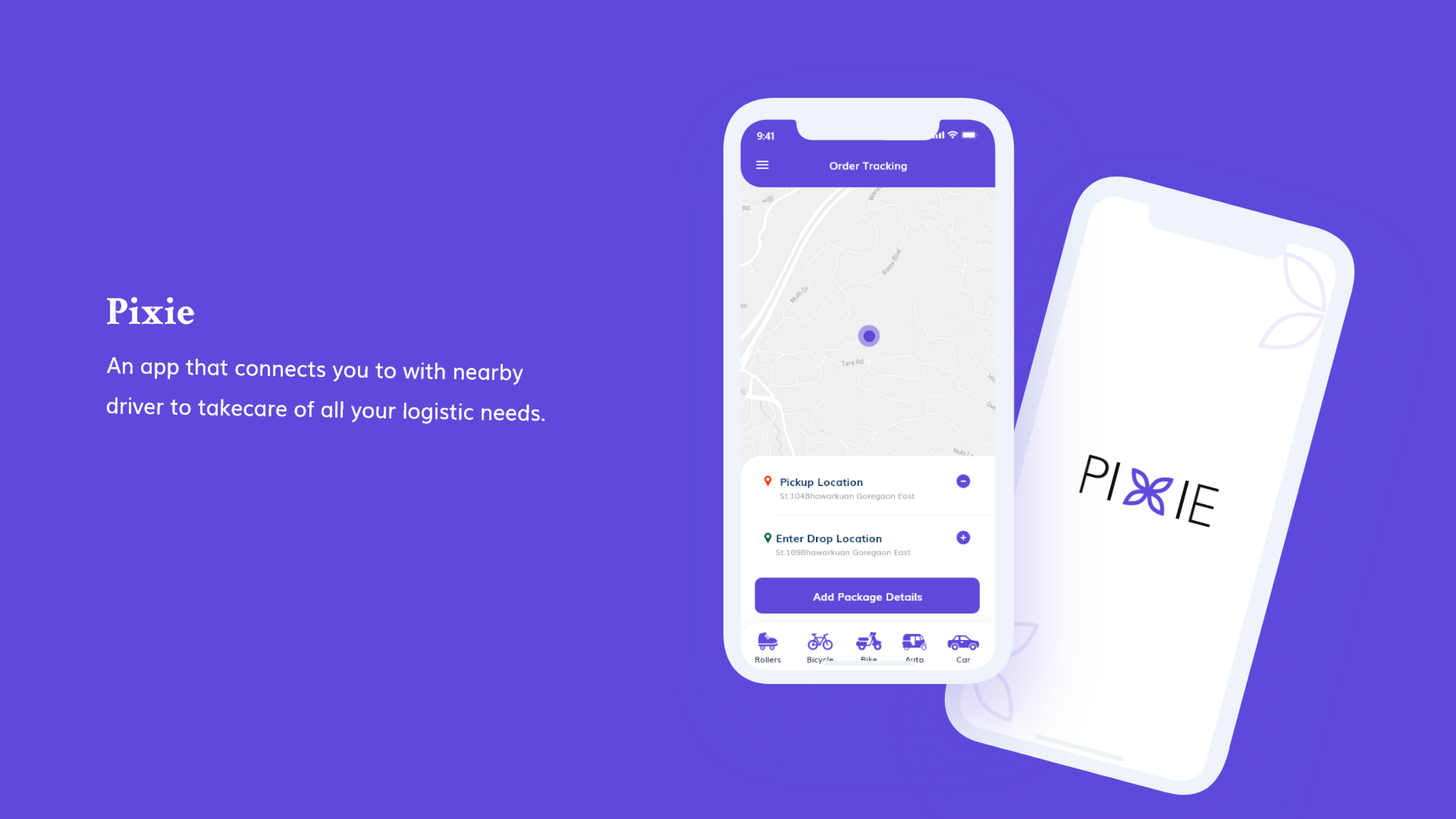 PIXIE- logistic app branding logo ui