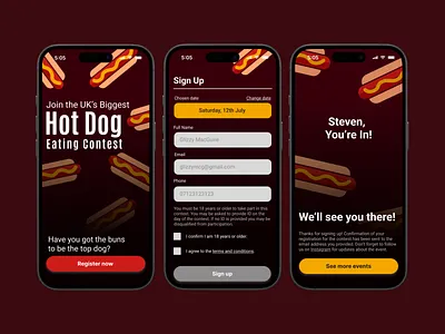 Hot dog eating contest - Sign up page. #DailyUI: Day 1 app dailyui day001 figma ui