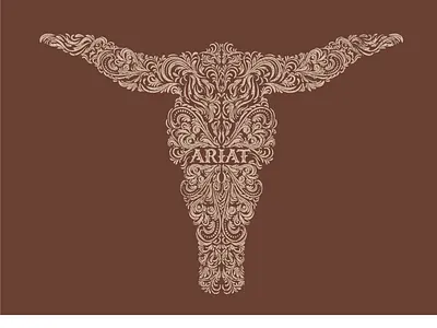 Floral Bull cow skull cowboy filagree graphic design illustration leather longhorn rodeo tee shirt western