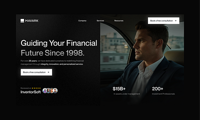 Mavark - Hero Section asset branding design financial founder landing page management startups ui ux web web design website