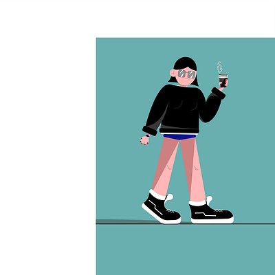 Девушка с кофе design graphic design illustration vector персонаж