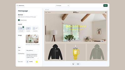 Homepage banner banner customization hero homepage landing page layout settings ui wysiwyg