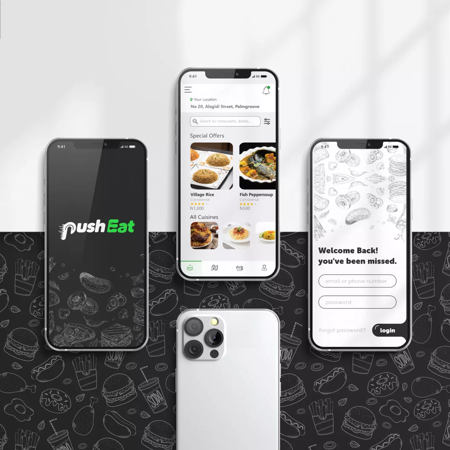 Push Eat - Logo and Brand Identity Design brand design brand kit branding design graphic design illustration logo logo design ui