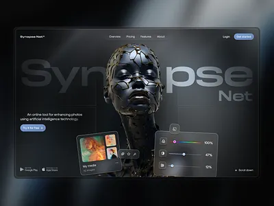 AI Tool UX/UI Design artificial intelligence chat gpt dark ui design interface menu minimal navigation startup ui ux webdesign