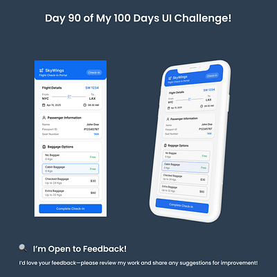 Day 90/100 - Flight Check-In Screen ui challenge