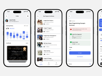 Online Education App ai app education learn mobile app profile ui ux