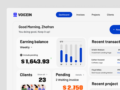 VoiceIn - Invoice Dashboard bills dashboard dashboard product dashboard ui finance invoice invoice dashboard invoicing money payment product product design transaction