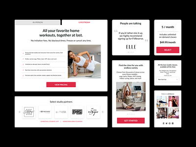 UX/UI design for fitness membership site components ui ux uxui uxuidesign webdesign website