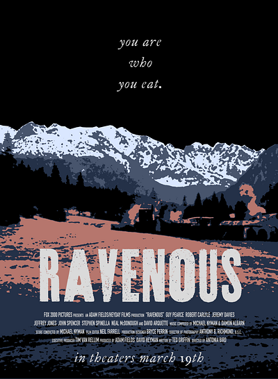 Horror Movie Poster Redesign Series: Ravenous (1999) design graphic design poster design vector