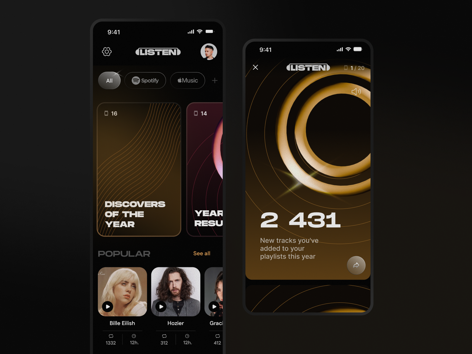 Example of LISTEN - Music Stats Agregator
