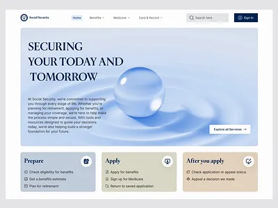 Social Security Website – Redesign Concept | Responsive | UIUX animation interface product service startup ui ux web