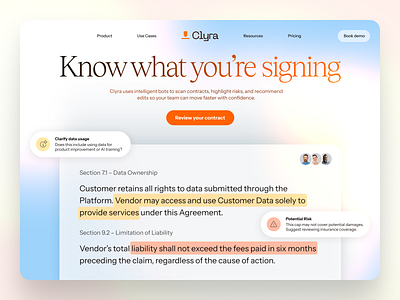 AI Contract Review ai b2b marketing design saas webflow website