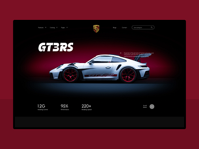 Porsche GT3RS Landing Page Automotive Web Design adobe suite automotive design car website dark ui design inspiration dribbble showcase figma gt3rs landing page luxury cars motor sport porsche product design speed design ui ui design ux uxui web design website inspiration