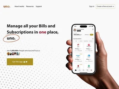 UNO: Hero Section design fintech hero hero section landing landing page product design ui uiux user interface ux website