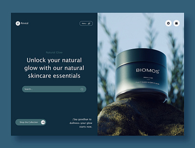 Elegant Hero Section for Natural Skincare Brand – BIOMOS UI. clean design hero section landing page minimal design natural skin care product design skincare ui ui ui design uiux design
