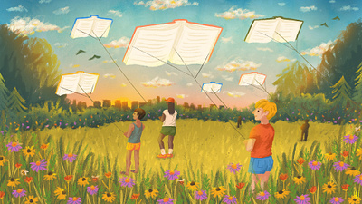 Book kites best book boy flowers kite ladybug park reading summer sunset
