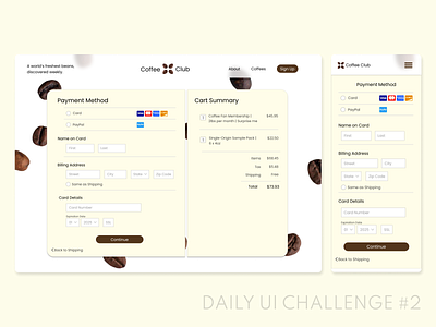 Daily UI #2 - CC Checkout dailyui design ui user experience user interface ux web design